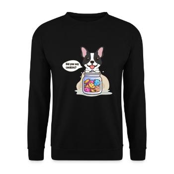 Chiens et biscuits : un duo parfait - Sweat-shirt Unisexe - noir - Devant - Alina (178cm) & Michal (187cm)