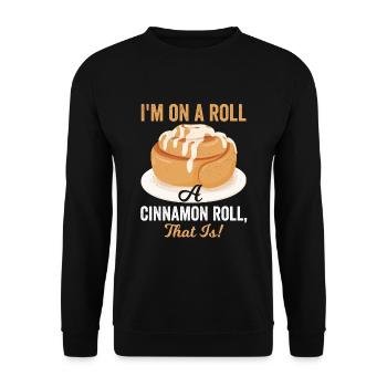Sweet Devotion: Cinnamon Roll Lovers - Unisex Sweatshirt - black - Front - Alina (178cm) & Michal (187cm)