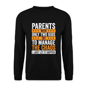 Lustige Eltern mit Vielen Kindern – Chaos Familie - Unisex Pullover - Schwarz - Vorne - Alina (178cm) & Michal (187cm)