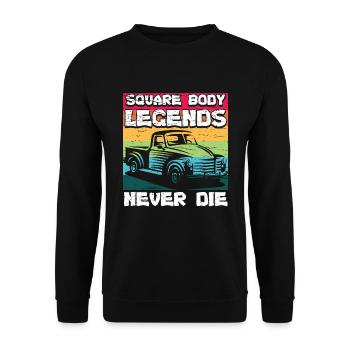 Square Body Legends Nie Vergessen - Unisex Pullover - Schwarz - Vorne - Alina (178cm) & Michal (187cm)