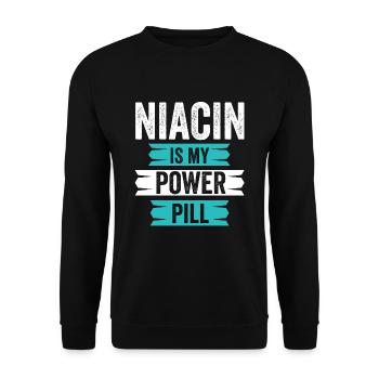Niacin is my power pill - Unisex Sweatshirt - black - Front - Alina (178cm) & Michal (187cm)