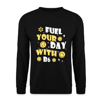 Alimentez votre journée avec de l’énergie et de la vitamine B6 - Sweat-shirt Unisexe - noir - Devant - Alina (178cm) & Michal (187cm)