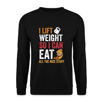Ich Hebe Gewichte Damit Ich Essen Kann - Unisex Pullover - Schwarz - Vorne - Alina (178cm) & Michal (187cm)