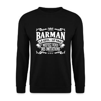 barman le seul le vrai - Sweat-shirt Unisexe - noir - Devant - Alina (178cm) & Michal (187cm)