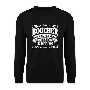 boucher le seul le vrai - Sweat-shirt Unisexe - noir - Devant - Alina (178cm) & Michal (187cm)