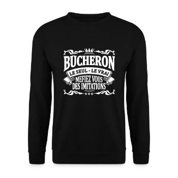bûcheron le seul le vrai - Sweat-shirt Unisexe - noir - Devant - Alina (178cm) & Michal (187cm)