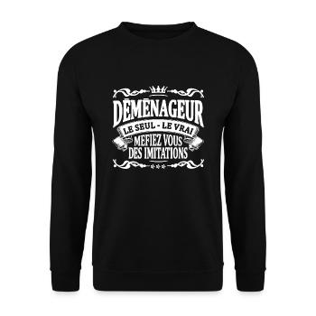 déménageur le seul le vrai - Sweat-shirt Unisexe - noir - Devant - Alina (178cm) & Michal (187cm)