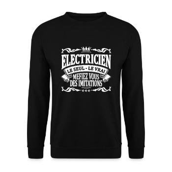 electricien le seul le vrai - Sweat-shirt Unisexe - noir - Devant - Alina (178cm) & Michal (187cm)