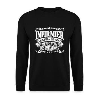 infirmier le seul le vrai - Sweat-shirt Unisexe - noir - Devant - Alina (178cm) & Michal (187cm)