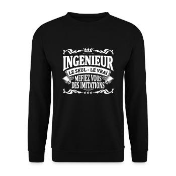 ingénieur le seul le vrai - Sweat-shirt Unisexe - noir - Devant - Alina (178cm) & Michal (187cm)