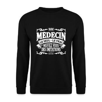 médecin le seul le vrai - Sweat-shirt Unisexe - noir - Devant - Alina (178cm) & Michal (187cm)