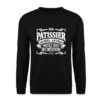 pâtissier le seul le vrai - Sweat-shirt Unisexe - noir - Devant - Alina (178cm) & Michal (187cm)