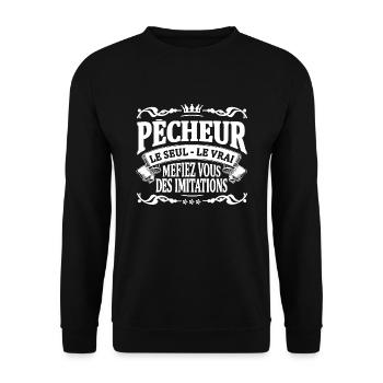 pêcheur le seul le vrai - Sweat-shirt Unisexe - noir - Devant - Alina (178cm) & Michal (187cm)