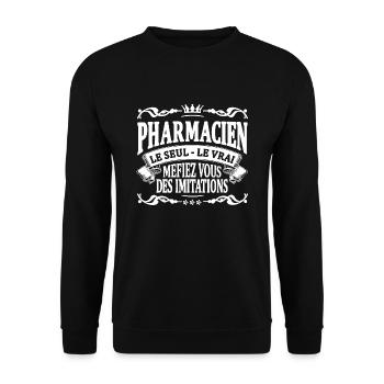 pharmacien le seul le vrai - Sweat-shirt Unisexe - noir - Devant - Alina (178cm) & Michal (187cm)