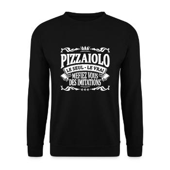 pizzaiolo le seul le vrai - Sweat-shirt Unisexe - noir - Devant - Alina (178cm) & Michal (187cm)