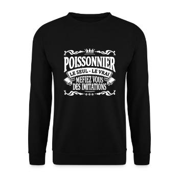 poissonnier le seul le vrai - Sweat-shirt Unisexe - noir - Devant - Alina (178cm) & Michal (187cm)