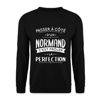 Normand - Frôler la perfection - Normandie - Sweat-shirt Unisexe - noir - Devant - Alina (178cm) & Michal (187cm)