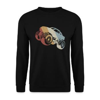 Monster Truck Retro Style Vintage - Unisex Pullover - Schwarz - Vorne - Alina (178cm) & Michal (187cm)