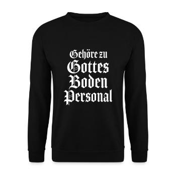 Pfarrer Priester Diakon Gottes Bodenpersonal - Unisex Pullover - Schwarz - Vorne - Alina (178cm) & Michal (187cm)