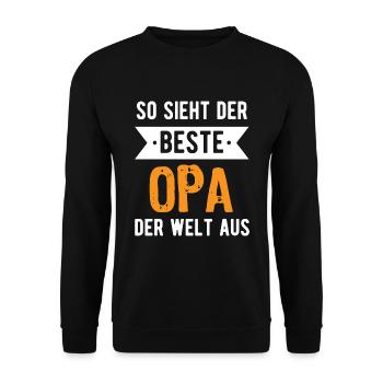 So sieht der beste Opa der Welt aus - Unisex Pullover - Schwarz - Vorne - Alina (178cm) & Michal (187cm)