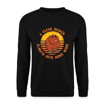 A Clean Beaver Always Gets More Wood - Unisex Pullover - Schwarz - Vorne - Alina (178cm) & Michal (187cm)