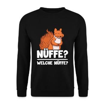 Nüffe? welche Nüffe? witziges Eichhörnchen - Unisex Pullover - Schwarz - Vorne - Alina (178cm) & Michal (187cm)