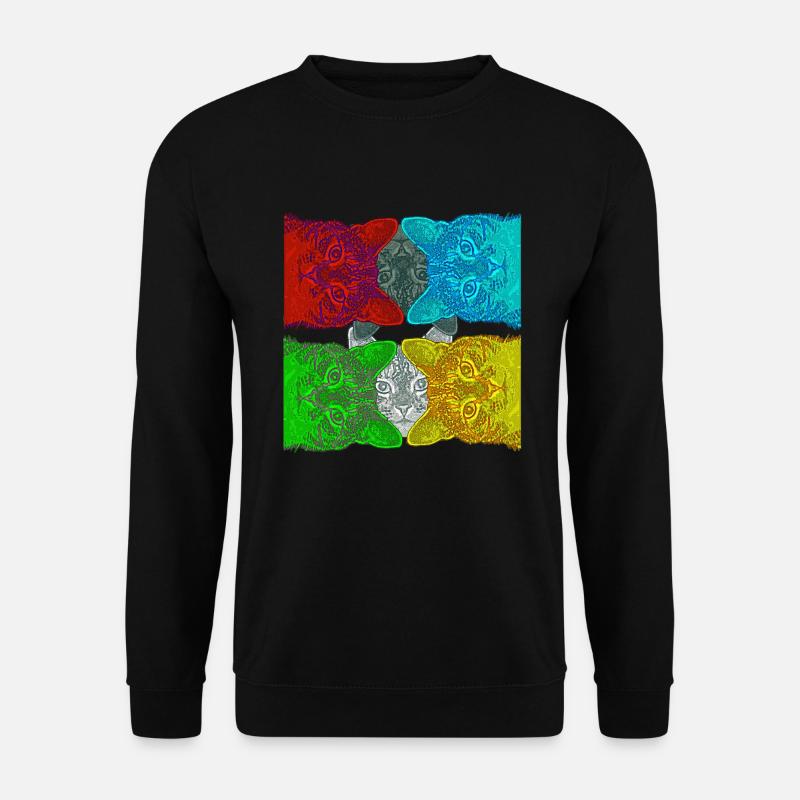 Colourful Cats (Pop Art) designed by HeiArts - Unisex Pullover - Schwarz