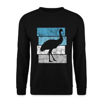 Laufvogel Dromaius Retro Strauß Emu Australien - Unisex Pullover - Schwarz - Vorne - Alina (178cm) & Michal (187cm)