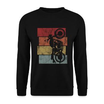 Bobber motocycliste rétro Moto Chopper - Sweat-shirt Unisexe - noir - Devant - Alina (178cm) & Michal (187cm)