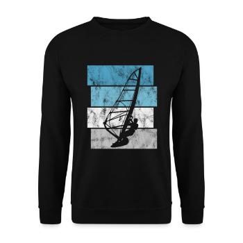 Windsurfing Surfen Retro Windsurfen Windsurfer - Unisex Pullover - Schwarz - Vorne - Alina (178cm) & Michal (187cm)