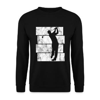 Golfspieler Retro Golfer Golfschläger Golfen Golf - Unisex Pullover - Schwarz - Vorne - Alina (178cm) & Michal (187cm)
