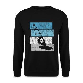 Windsurfer Retro Surfen Windsurfing Windsurfen - Unisex Pullover - Schwarz - Vorne - Alina (178cm) & Michal (187cm)