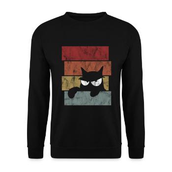 Miau Retro Cat Cat Eyes Cats Kitten - Unisex Sweatshirt - black - Front - Alina (178cm) & Michal (187cm)