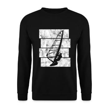 Surfen Windsurfen Retro Windsurfing Windsurfer - Unisex Pullover - Schwarz - Vorne - Alina (178cm) & Michal (187cm)