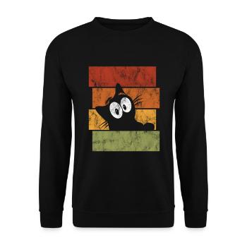 Chat chat rétro chat miaau - Sweat-shirt Unisexe - noir - Devant - Alina (178cm) & Michal (187cm)