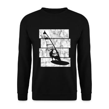 Windsurfen Windsurfer Retro Windsurfing Surfen - Unisex Pullover - Schwarz - Vorne - Alina (178cm) & Michal (187cm)
