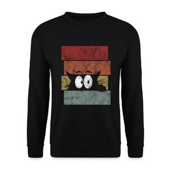 Chat chat rétro chat miau chat - Sweat-shirt Unisexe - noir - Devant - Alina (178cm) & Michal (187cm)