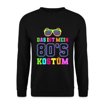 80s 80er Jahre Motto Party Kostüm - Unisex Pullover - Schwarz - Vorne - Alina (178cm) & Michal (187cm)