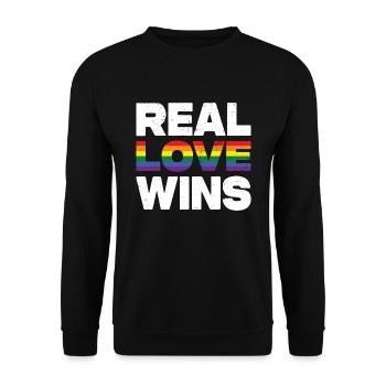 Real Love Wins LGBTQ Rainbow Gay Pride - Unisex Sweatshirt - black - Front - Alina (178cm) & Michal (187cm)