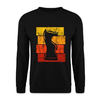 Schachfigur Retro Schachspieler Schachmatt Schach - Unisex Pullover - Schwarz - Vorne - Alina (178cm) & Michal (187cm)