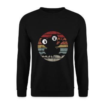 Frosch Frösche Geschenk für Kinder Lustig Witzig - Unisex Pullover - Schwarz - Vorne - Alina (178cm) & Michal (187cm)