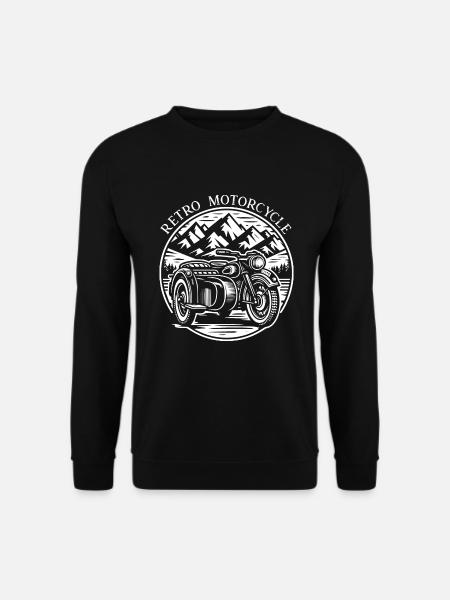 Vintage Beiwagen Motorrad Retro T-Shirt für Biker - Unisex Pullover - Schwarz