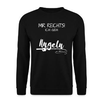 Mir reicht's! Ich geh' Angeln Geschenk - Unisex Pullover - Schwarz - Vorne - Alina (178cm) & Michal (187cm)