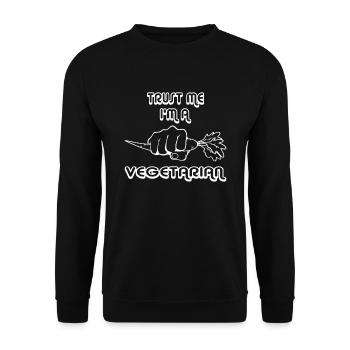 Trust me I'm a vegetarian - Vegetarian - Quote - - Unisex Sweatshirt - black - Front - Alina (178cm) & Michal (187cm)