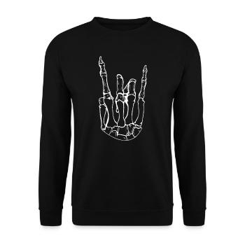 Rocker hand as skeleton - Unisex Sweatshirt - black - Front - Alina (178cm) & Michal (187cm)