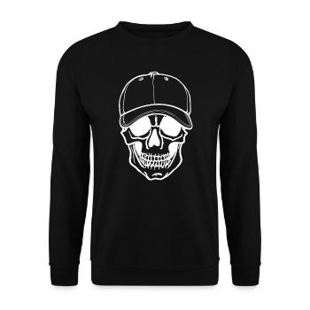 Totenkopf - mit Kappe - Unisex Pullover - Schwarz - Vorne - Alina (178cm) & Michal (187cm)