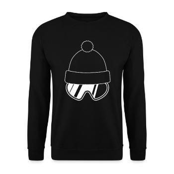 Skifahrerin - Snowboarderin - Mütze mit Brille - Unisex Pullover - Schwarz - Vorne - Alina (178cm) & Michal (187cm)