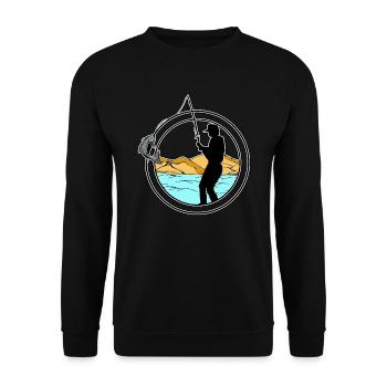 Angler - Fisherman - Unisex Pullover - Schwarz - Vorne - Alina (178cm) & Michal (187cm)