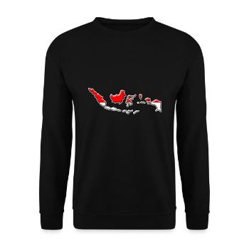 Indonesien Flagge Landkarte - Unisex Pullover - Schwarz - Vorne - Alina (178cm) & Michal (187cm)