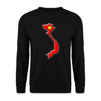 Vietnam Flagge Landkarte - Unisex Pullover - Schwarz - Vorne - Alina (178cm) & Michal (187cm)